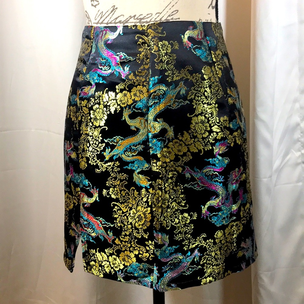 Shein Satin Iridescent Dragon Mini Skirt